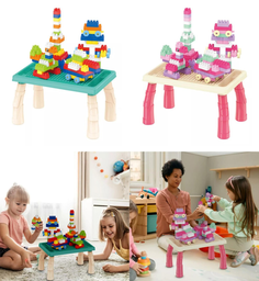 Mesa Infantil Educativa Com Blocos De Montar Mega Compras Cor Azul Mesa Infantil Educativa Com Blocos De Montar Mega Compras Cor Azul