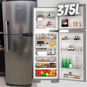 Geladeira Frost Free Brastemp Brm44h Inox Com Freezer 375l 127v Geladeira Frost Free Brastemp Brm44h Inox Com Freezer 375l 127v