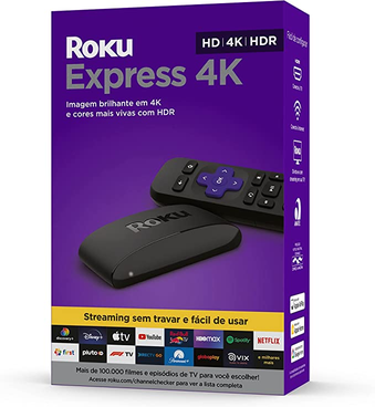 roku-express-4k-dispositivo-de-streaming-hd4khdr-com-controle-remoto-simples-e-botoes-de-atalho-inclui-cabo-hdmi-premium - Imagem