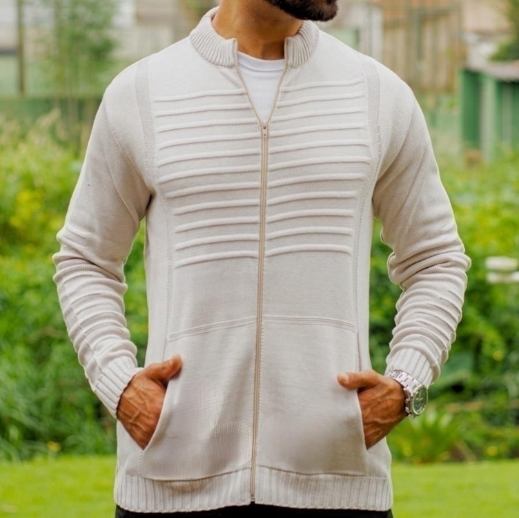 Blusa De Frio Suéter Masculino Lã Tricot Com Bolso E Zíper Blusa De Frio Suéter Masculino Lã Tricot Com Bolso E Zíper