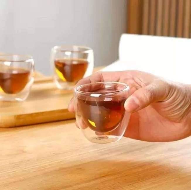 Jogo de Copos de Vidro de Café 80ml 4 Peças Nell Parede Dupla Jogo de Copos de Vidro de Café 80ml 4 Peças Nell Parede Dupla