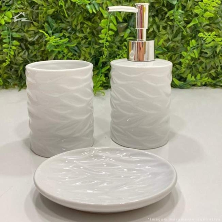 Conjunto 3 Peças para Banheiro de Cerâmica Cannes Branco - Lyor Conjunto 3 Peças para Banheiro de Cerâmica Cannes Branco - Lyor