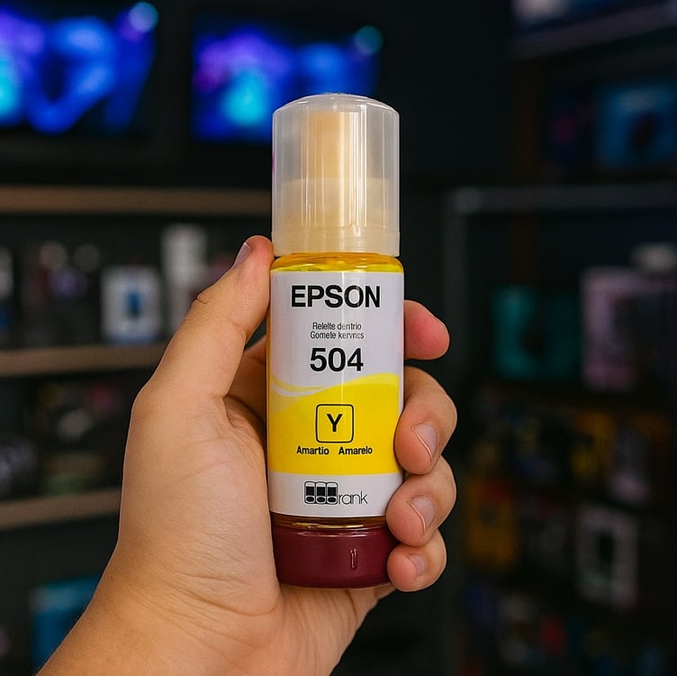 Garrafa de Tinta Epson EcoTank T504 Amarelo Original Refil Garrafa de Tinta Epson EcoTank T504 Amarelo Original Refil