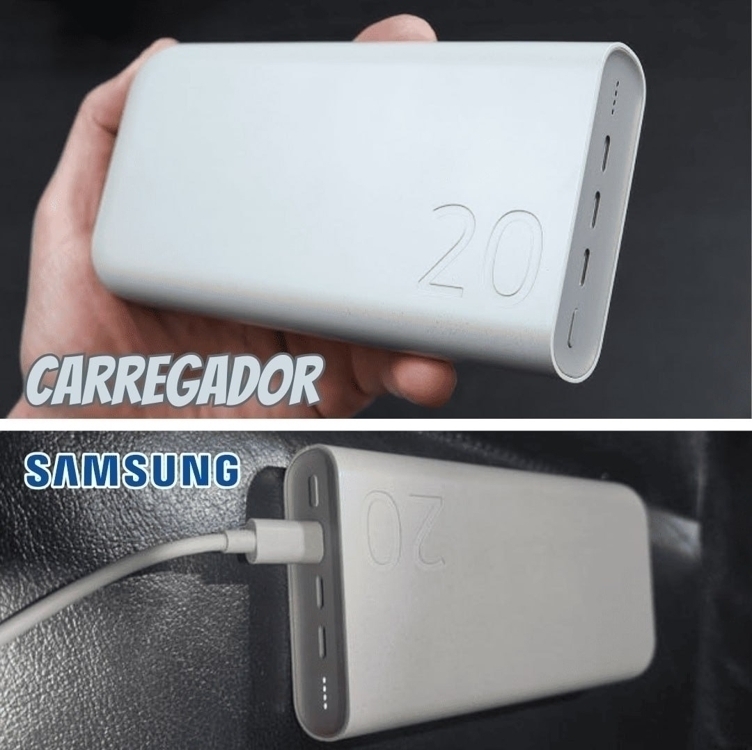 Bateria Carregador Portatil 3x Usb-c 20000mah Super Rapida 45w Bege Bateria Carregador Portatil 3x Usb-c 20000mah Super Rapida 45w Bege