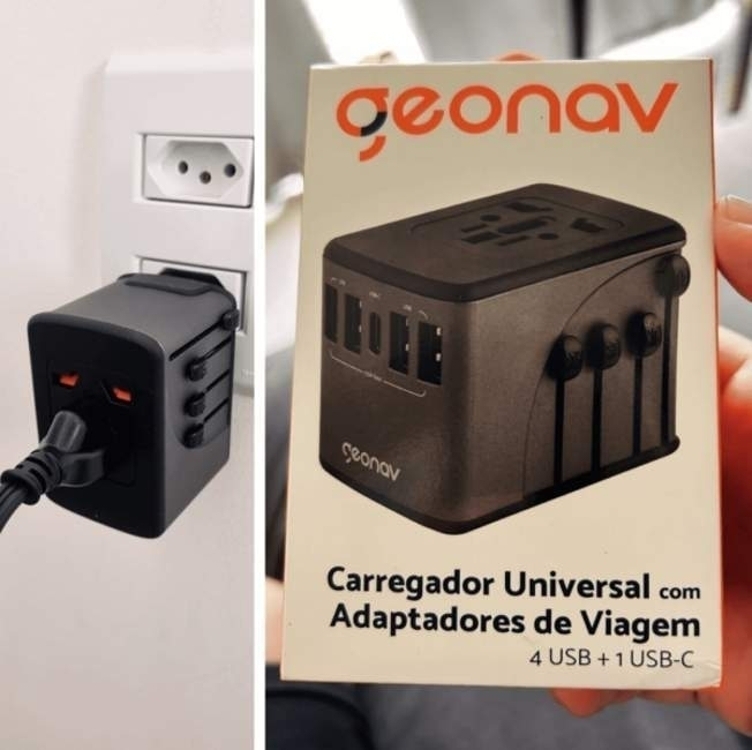 Geonav Carregador Universal com Adaptadores de Viagem, 4 Portas USB + 1 USB-C, TLCH65BK, Preto Geonav Carregador Universal com Adaptadores de Viagem, 4 Portas USB + 1 USB-C, TLCH65BK, Preto