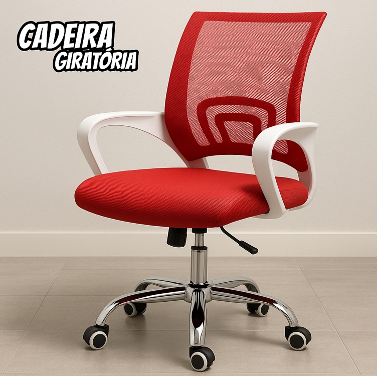 Cadeira de Escritório Secretária Base Cromada com Rodinha Fortt Lisboa Vermelha - CSF02-V Cadeira de Escritório Secretária Base Cromada com Rodinha Fortt Lisboa Vermelha - CSF02-V