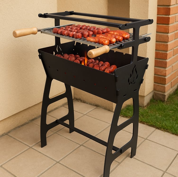 Churrasqueira Desmontável Móvel Luxo Com Grelha Cor Preto Churrasqueira Desmontável Móvel Luxo Com Grelha Cor Preto