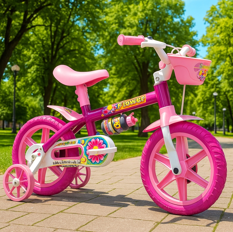 Bicicleta Infantil Com Roda Treinamento Flower Aro 12 Nathor Bicicleta Infantil Com Roda Treinamento Flower Aro 12 Nathor