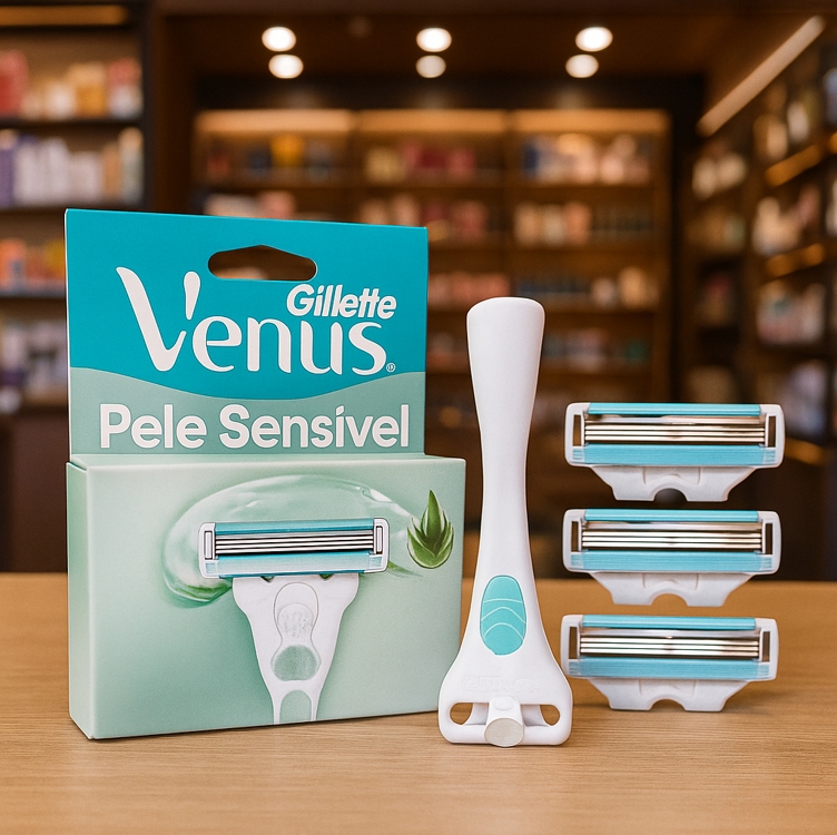 Gillette Venus Pele Sensível Carga para Aparelho de Depilar com Aloe Vera, 4 uds Gillette Venus Pele Sensível Carga para Aparelho de Depilar com Aloe Vera, 4 uds