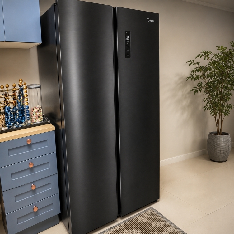 Geladeira Side by Side 511L Inverter Cor Preto Conectada Midea MD-RS710FGD282-220v