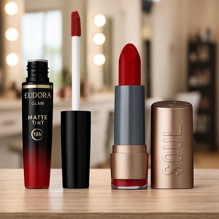 Eudora Kit Batons Vermelhos Intensos: Mate Vermelho Paparazzi 3,7g + Vermelho Radiante 4g Eudora Kit Batons Vermelhos Intensos: Mate Vermelho Paparazzi 3,7g + Vermelho Radiante 4g