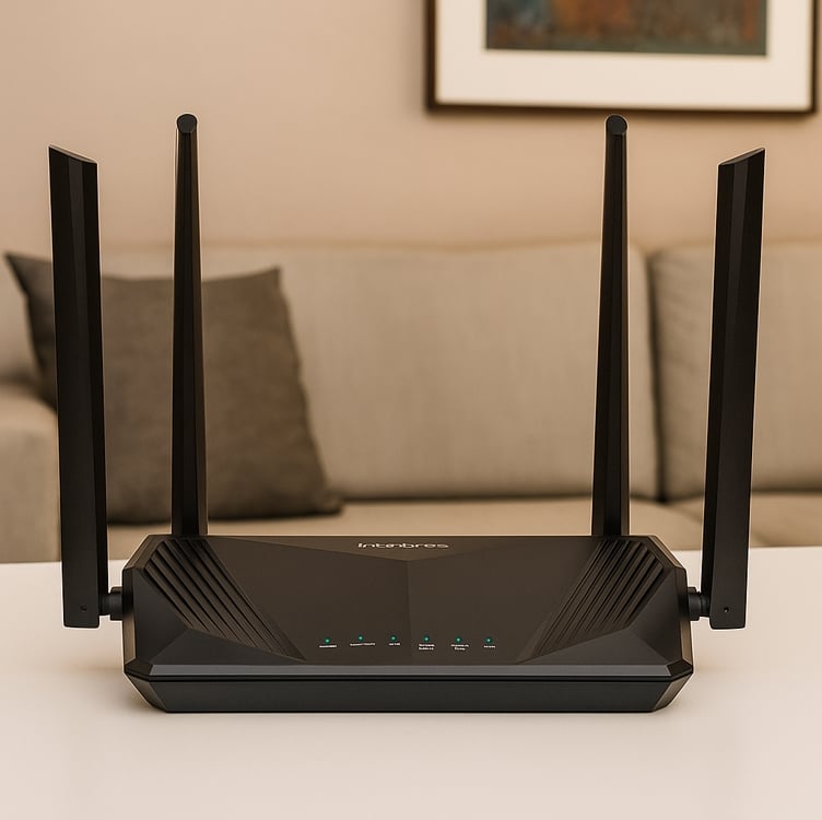 Roteador Wifi 6 Dual Band Mesh Gigabit 4 Antenas Intelbras W6-1500 Cor Preto Roteador Wifi 6 Dual Band Mesh Gigabit 4 Antenas Intelbras W6-1500 Cor Preto