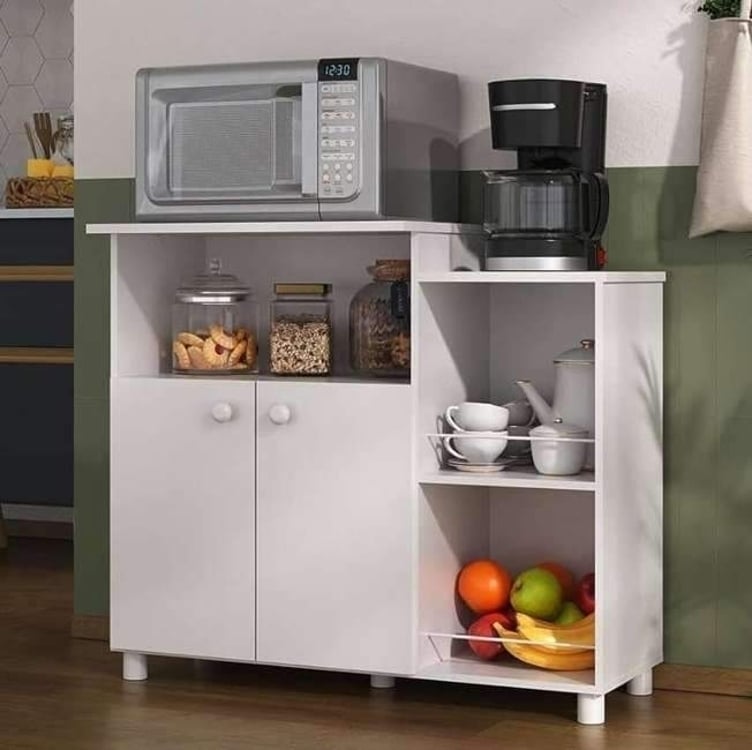 Balcão Multimóveis para Forno e Microondas Branco Ref.2358 Balcão Multimóveis para Forno e Microondas Branco Ref.2358