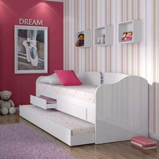 Sofá Cama Ditália Solteiro Cama Auxiliar 2 Gav. Cm-08 Branco Sofá Cama Ditália Solteiro Cama Auxiliar 2 Gav. Cm-08 Branco