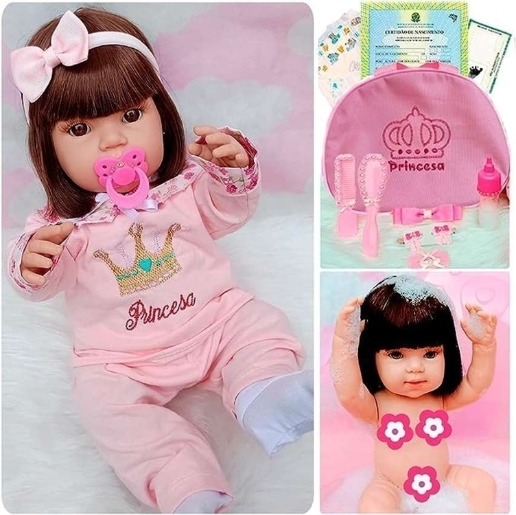 Boneca Bebê Reborn Mamãe Reborn 45cm Vinil Acessórios Boneca Bebê Reborn Mamãe Reborn 45cm Vinil Acessórios