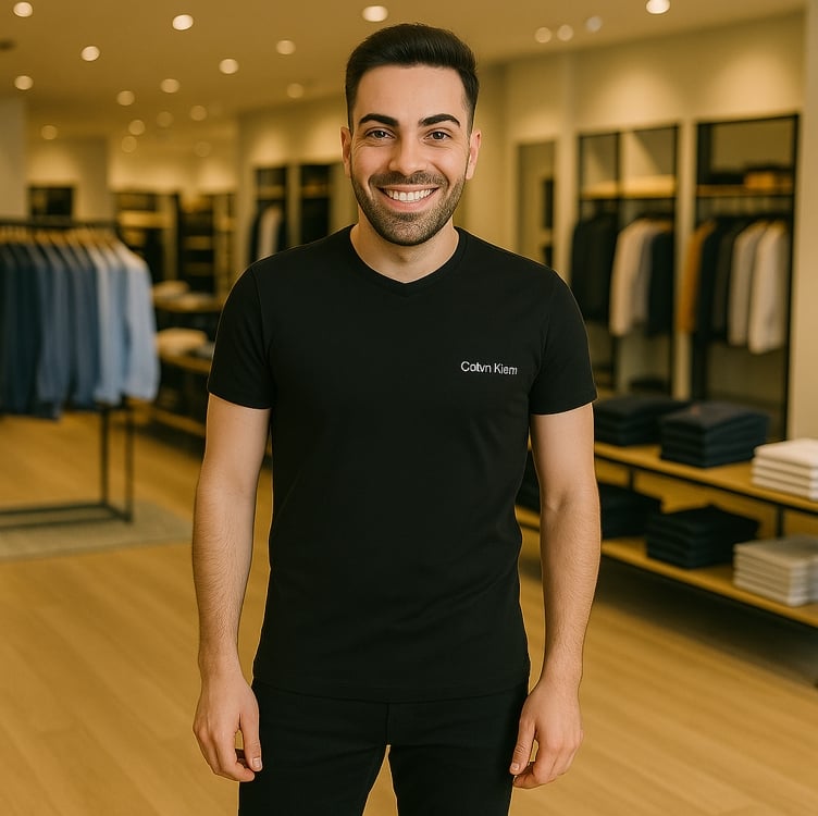 Camiseta Calvin Klein Swimwear V-neck Slim Fit Logo Preta Camiseta Calvin Klein Swimwear V-neck Slim Fit Logo Preta