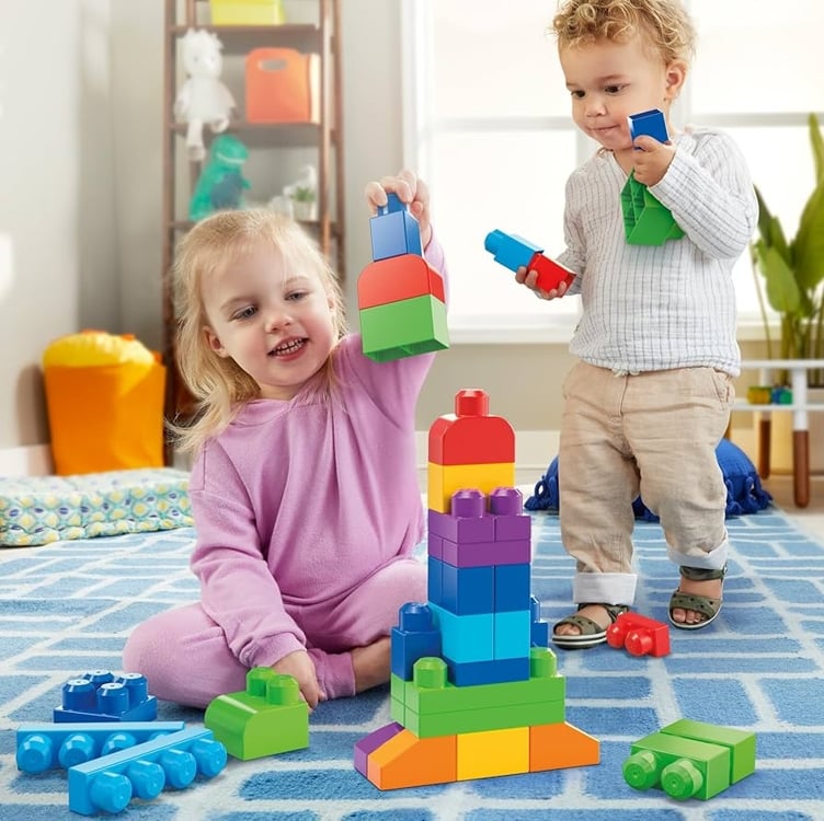 Mega Bloks Jogo de Construção Bolsa Clássica com 60 Blocos para crianças a partir de 1 ano Mega Bloks Jogo de Construção Bolsa Clássica com 60 Blocos para crianças a partir de 1 ano