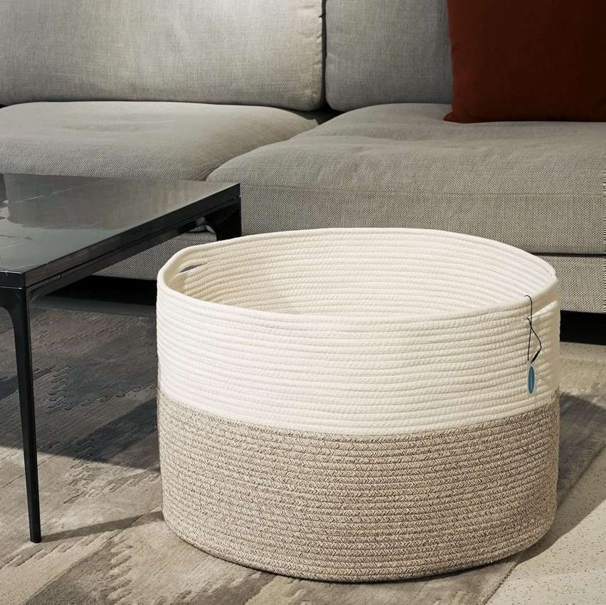 Cesto Casaphoria, com alça, 55 x 55 x 35,5 cm, extragrande, marrom/branco Cesto Casaphoria, com alça, 55 x 55 x 35,5 cm, extragrande, marrom/branco