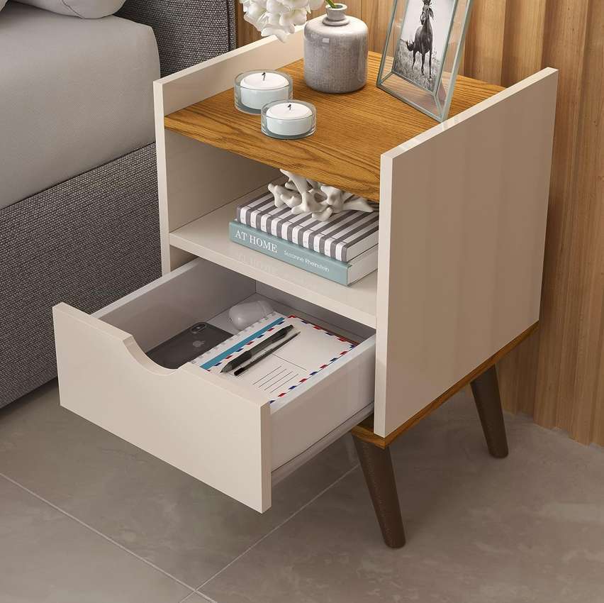 Conjunto 2 Mesa De Cabeceira Madesa Grécia Plus (Off White/Freijó) Conjunto 2 Mesa De Cabeceira Madesa Grécia Plus (Off White/Freijó)