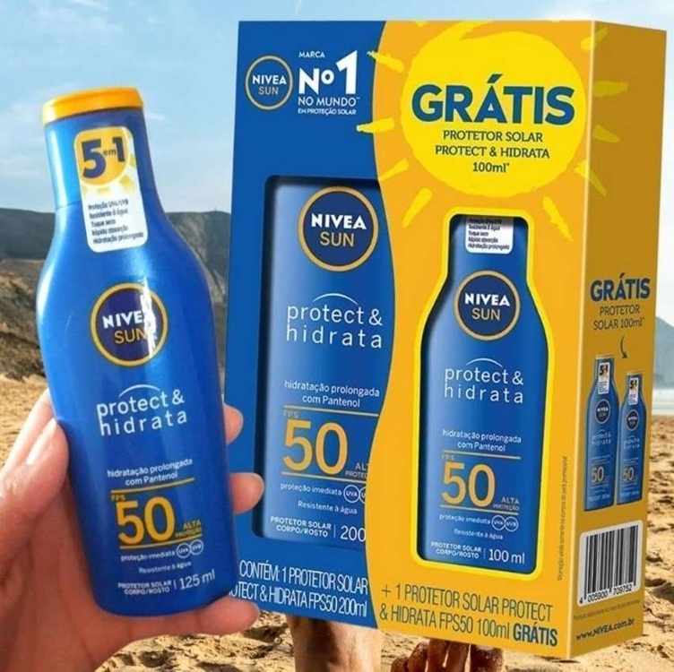 Kit Nivea Sun Protetor Solar Protect & Hidrata Fps50 200ml + Protetor Solar Protect & Hidrata Fps50 100ml, Nivea Kit Nivea Sun Protetor Solar Protect & Hidrata Fps50 200ml + Protetor Solar Protect & Hidrata Fps50 100ml, Nivea