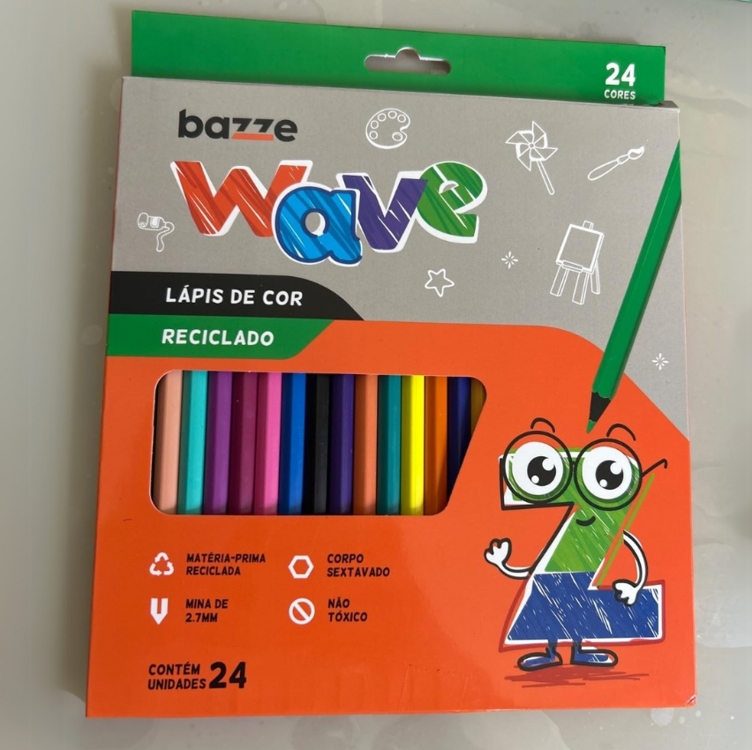 Lapis Cor Bazze Wave Reciclado Sextavado 24 Cores Lapis Cor Bazze Wave Reciclado Sextavado 24 Cores