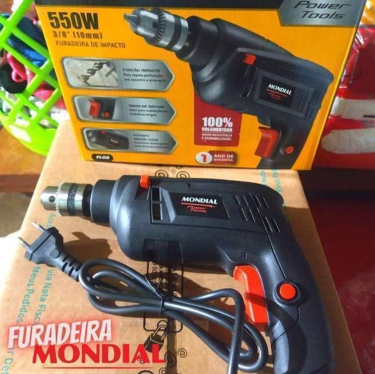 Furadeira De Impacto 3/8 550 Watts Fi-09 Mondial Cor Preto 220V Furadeira De Impacto 3/8 550 Watts Fi-09 Mondial Cor Preto 220V
