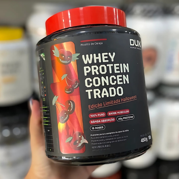 Dux Human Health - Whey Protein Concentrado Sabor Pirulito De Cereja - Edição Especial Halloween - Suplemento 20g De Proteína Por Porção - Suplementação Treino Academia Ganho Muscular - 450g Dux Human Health - Whey Protein Concentrado Sabor Pirulito De Cereja - Edição Especial Halloween - Suplemento 20g De Proteína Por Porção - Suplementação Treino Academia Ganho Muscular - 450g