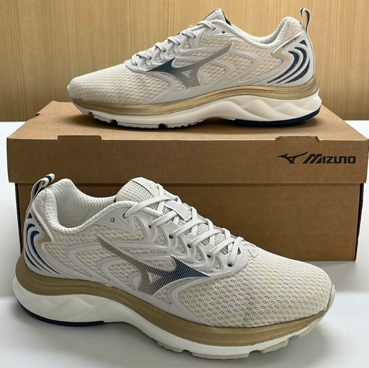 Tênis Mizuno Space 4 Feminino - Bege+Dourado Tênis Mizuno Space 4 Feminino - Bege+Dourado