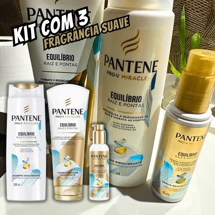 Pantene Kit PRO-V Miracles Equilíbrio Raiz e Pontas com Shampoo para cabelos mistos 300 ml, Condicionador Hidratante para pontas ressecadas 250 ml, e o Sérum revitalizador 95 ml Pantene Kit PRO-V Miracles Equilíbrio Raiz e Pontas com Shampoo para cabelos mistos 300 ml, Condicionador Hidratante para pontas ressecadas 250 ml, e o Sérum revitalizador 95 ml
