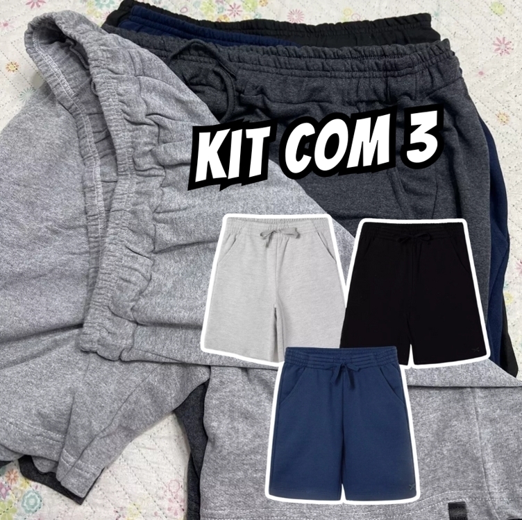 Kit Com 3 Bermudas Básica Menino Em Moletom Hering Kids Kit Com 3 Bermudas Básica Menino Em Moletom Hering Kids