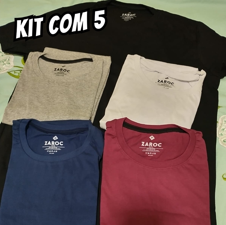 Kit 5 Camisetas Masculinas Slim Fit Básicas Algodão Premium Kit 5 Camisetas Masculinas Slim Fit Básicas Algodão Premium