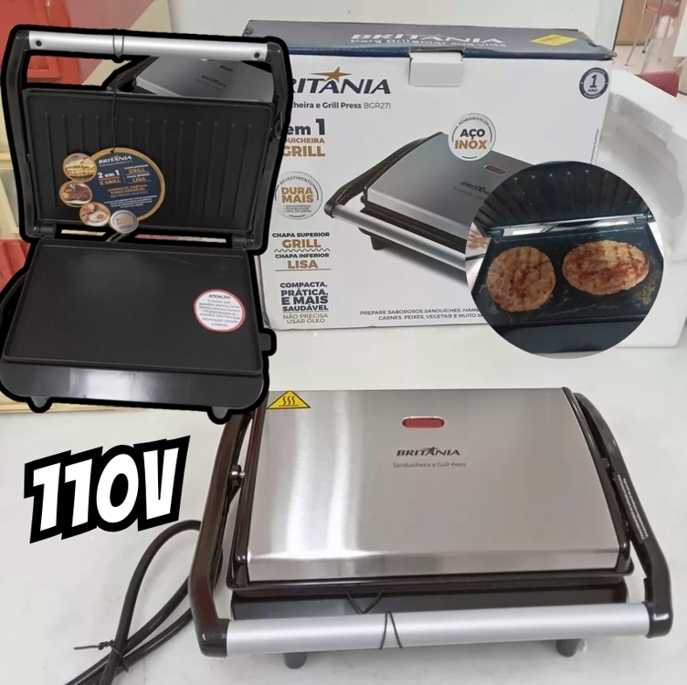 Sanduicheira Elétrica Britânia Press Press - Bgr27i Cor Preto/inox 110v Sanduicheira Elétrica Britânia Press Press - Bgr27i Cor Preto/inox 110v