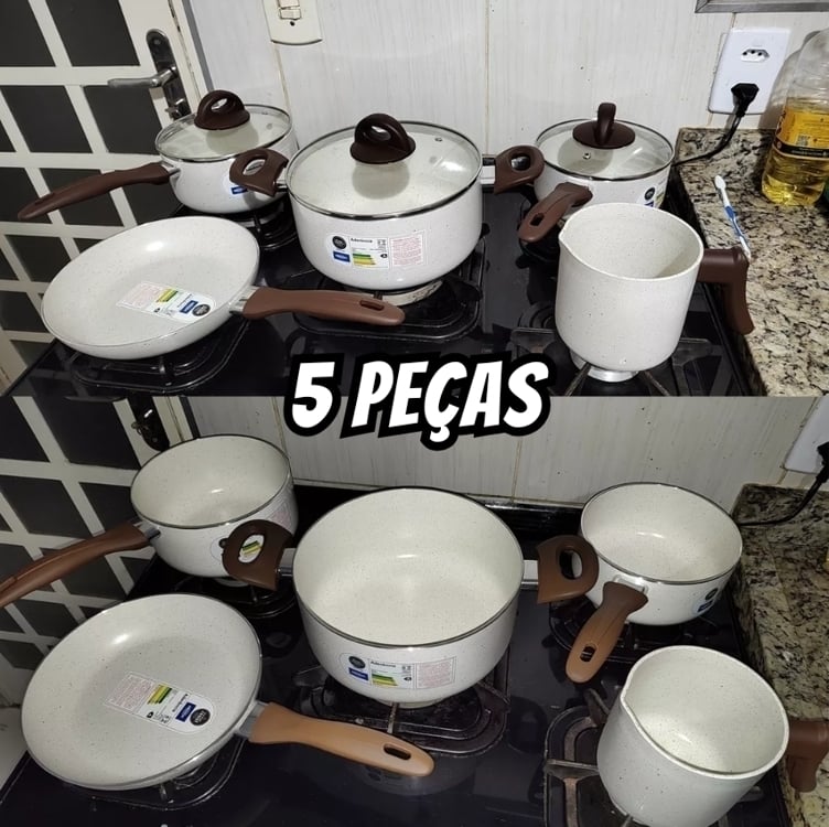 Jogo De Panelas 5 Peças Ceramic Life Vanilla Brinox Jogo De Panelas 5 Peças Ceramic Life Vanilla Brinox