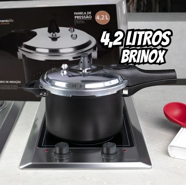 Panela de Pressão Brinox 4,2L Preta - Ceramic Life Pressure Panela de Pressão Brinox 4,2L Preta - Ceramic Life Pressure
