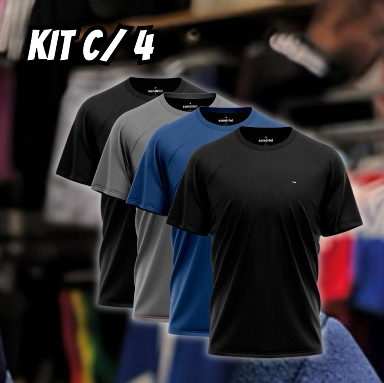 Kit 4 Camisetas Dry fit Sandrini Masculina Leve UV Academia Esportivo Kit 4 Camisetas Dry fit Sandrini Masculina Leve UV Academia Esportivo