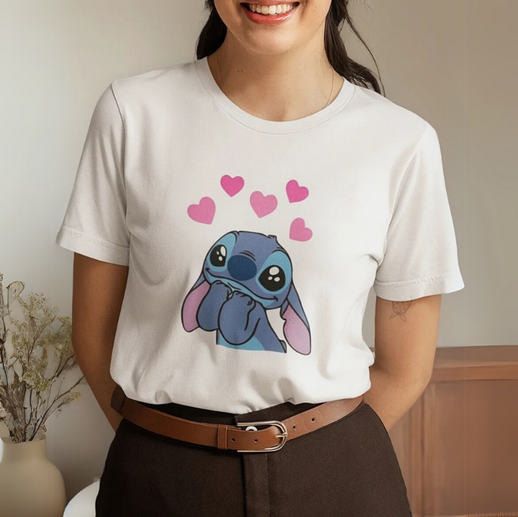 Camiseta Feminina Stitch Desenho Tendencia Estilosa Camisa Camiseta Feminina Stitch Desenho Tendencia Estilosa Camisa