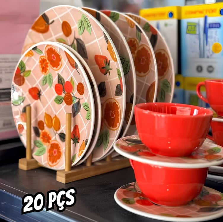 Aparelho De Jantar Oxford Cerâmica Piquenique 20 Pç Cor Estampado Aparelho De Jantar Oxford Cerâmica Piquenique 20 Pç Cor Estampado
