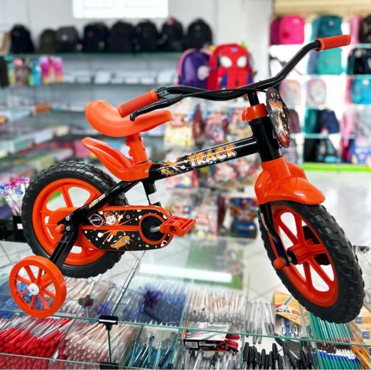 Bicicleta Arco Iris Infantil Aro 12 Preto e Laranja Track Bikes Bicicleta Arco Iris Infantil Aro 12 Preto e Laranja Track Bikes
