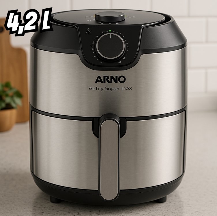 Fritadeira Elétrica Sem Óleo Airfry Super Inox, Arno, Ifry, Preta E Inox Fritadeira Elétrica Sem Óleo Airfry Super Inox, Arno, Ifry, Preta E Inox