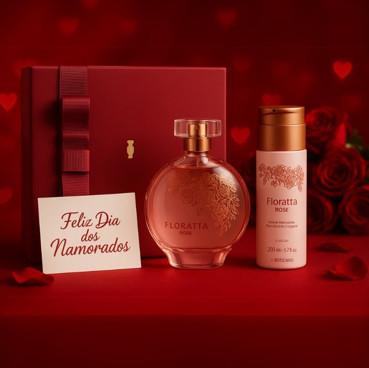 Combo Presente Dia Dos Namorados Floratta Rose: Desodorante Colônia 75ml + Creme Corporal 200ml + Caixa De Presente Combo Presente Dia Dos Namorados Floratta Rose: Desodorante Colônia 75ml + Creme Corporal 200ml + Caixa De Presente