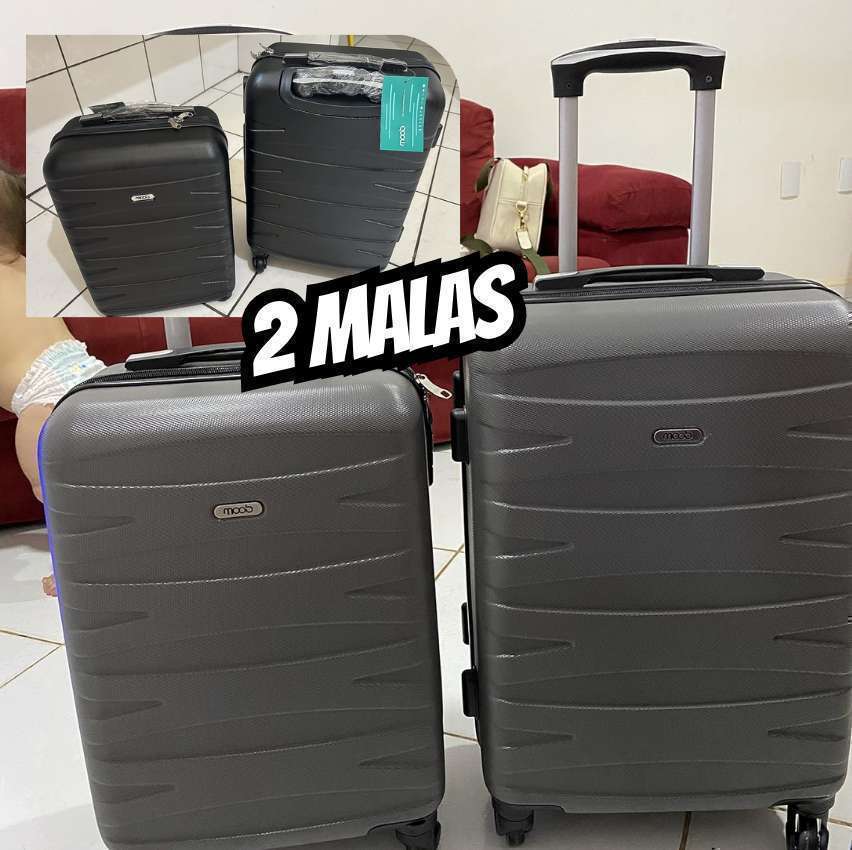 Kit 2 Malas de Viagem de Bordo Carry On Cinza Fibra Abs 20" e 18" Kit 2 Malas de Viagem de Bordo Carry On Cinza Fibra Abs 20" e 18"