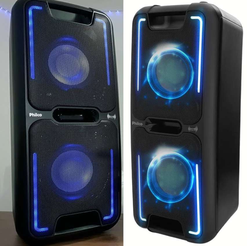 Caixa Acústica Philco Pcx5501n Effects 250W Bluetooth USB Flashs de Luz Bateria Interna e Entrada para Microfone Caixa Acústica Philco Pcx5501n Effects 250W Bluetooth USB Flashs de Luz Bateria Interna e Entrada para Microfone