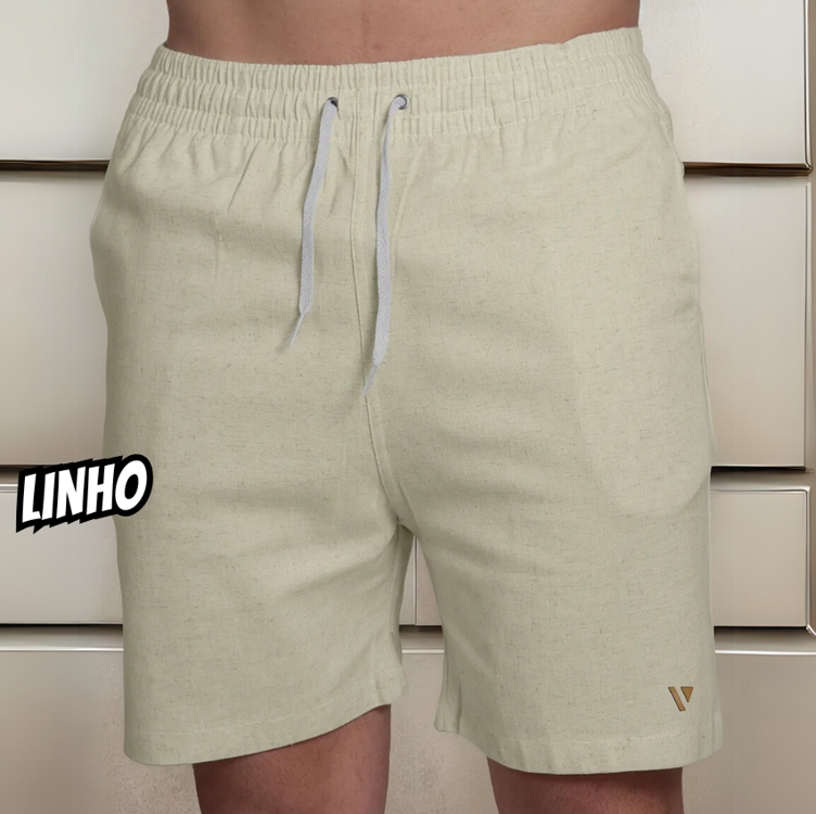 Short Bermuda Praia Linho Mauricinho Masculino Verão Voker Short Bermuda Praia Linho Mauricinho Masculino Verão Voker