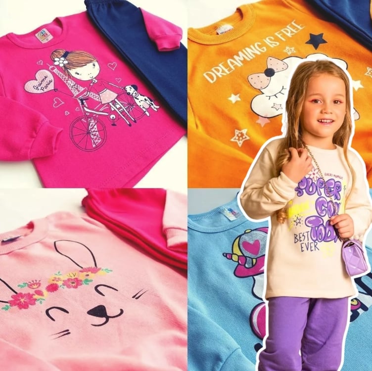 Kit 6 Peças Moletom Menina Infantil Inverno Atacado Barato Kit 6 Peças Moletom Menina Infantil Inverno Atacado Barato