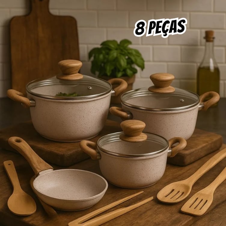 Jogo De Panelas Premium 8 Pçs Revestimento Cerâmico Indução Jogo De Panelas Premium 8 Pçs Revestimento Cerâmico Indução