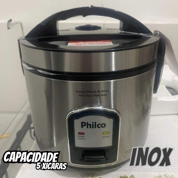 Panela Elétrica de Arroz Philco PH5 Visor Glass 5 Xícaras - Preta/Inox Panela Elétrica de Arroz Philco PH5 Visor Glass 5 Xícaras - Preta/Inox