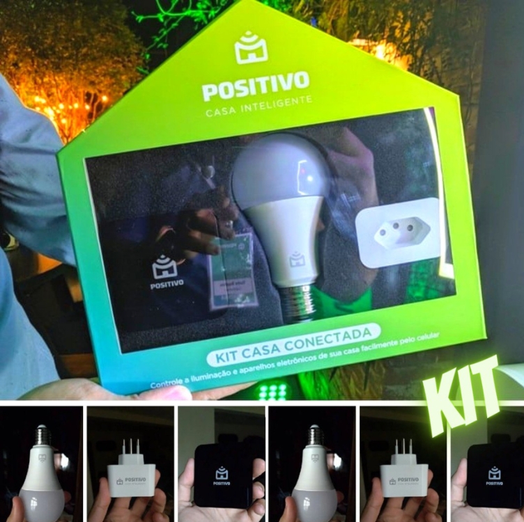 Kit Casa Conectada Positivo Casa Inteligente, sua casa mais inteligente, contém 3 itens (1x Smart Controle Universal, 1x Smart Plug Wi-Fi, 1x Smart Lâmpada Wi-Fi), Bivolt – Compatível com Alexa Kit Casa Conectada Positivo Casa Inteligente, sua casa mais inteligente, contém 3 itens (1x Smart Controle Universal, 1x Smart Plug Wi-Fi, 1x Smart Lâmpada Wi-Fi), Bivolt – Compatível com Alexa