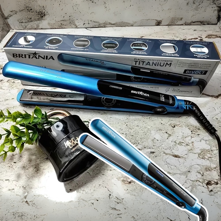 Chapinha | Prancha Britânia Titanium Blue 220°c Azul - Bivolt Chapinha | Prancha Britânia Titanium Blue 220°c Azul - Bivolt
