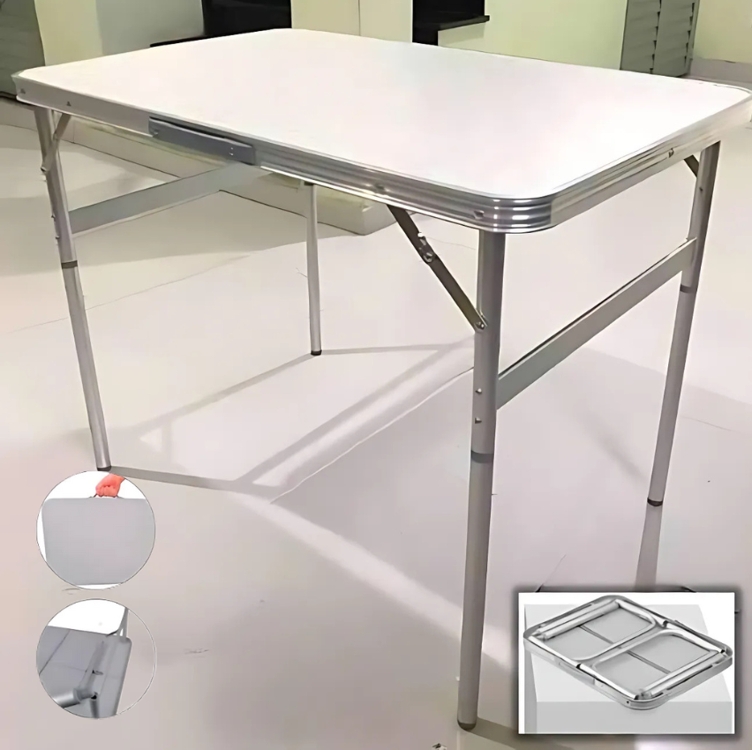 Palisad Portátil Mesa Dobrável Alumínio Cor Branco 90cm X 60cm X 70cm Palisad Portátil Mesa Dobrável Alumínio Cor Branco 90cm X 60cm X 70cm