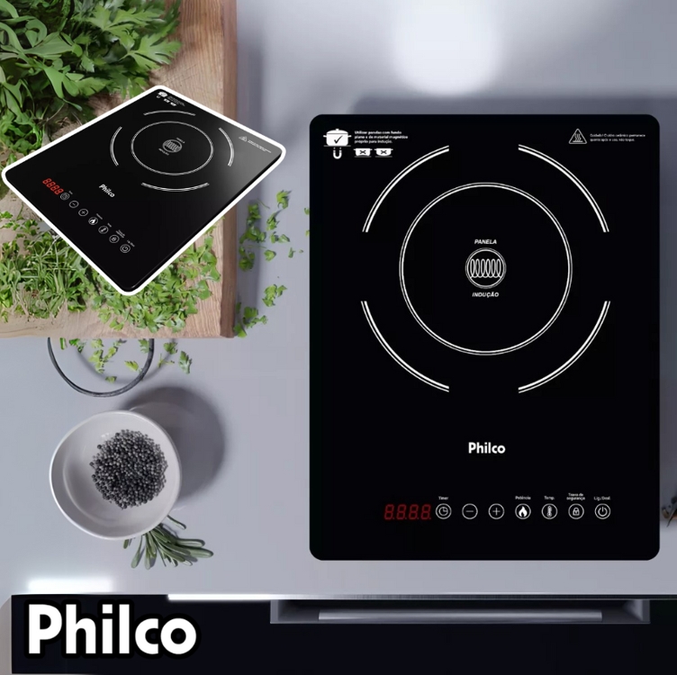Fogão Cooktop Indução Preto Philco Pct12p 110v/220v Fogão Cooktop Indução Preto Philco Pct12p 110v/220v